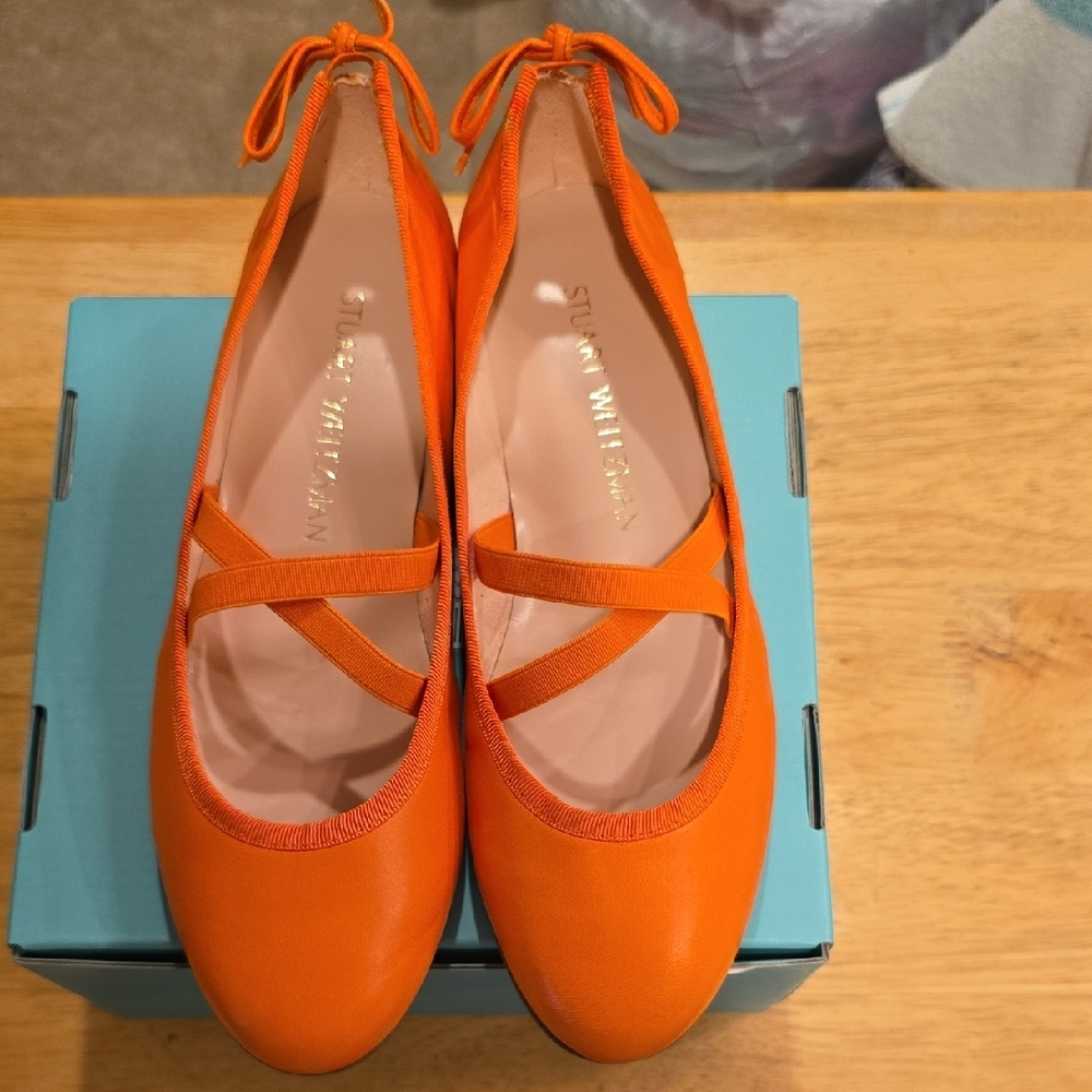 Stuart Weitzman Orange Flats with Strap
